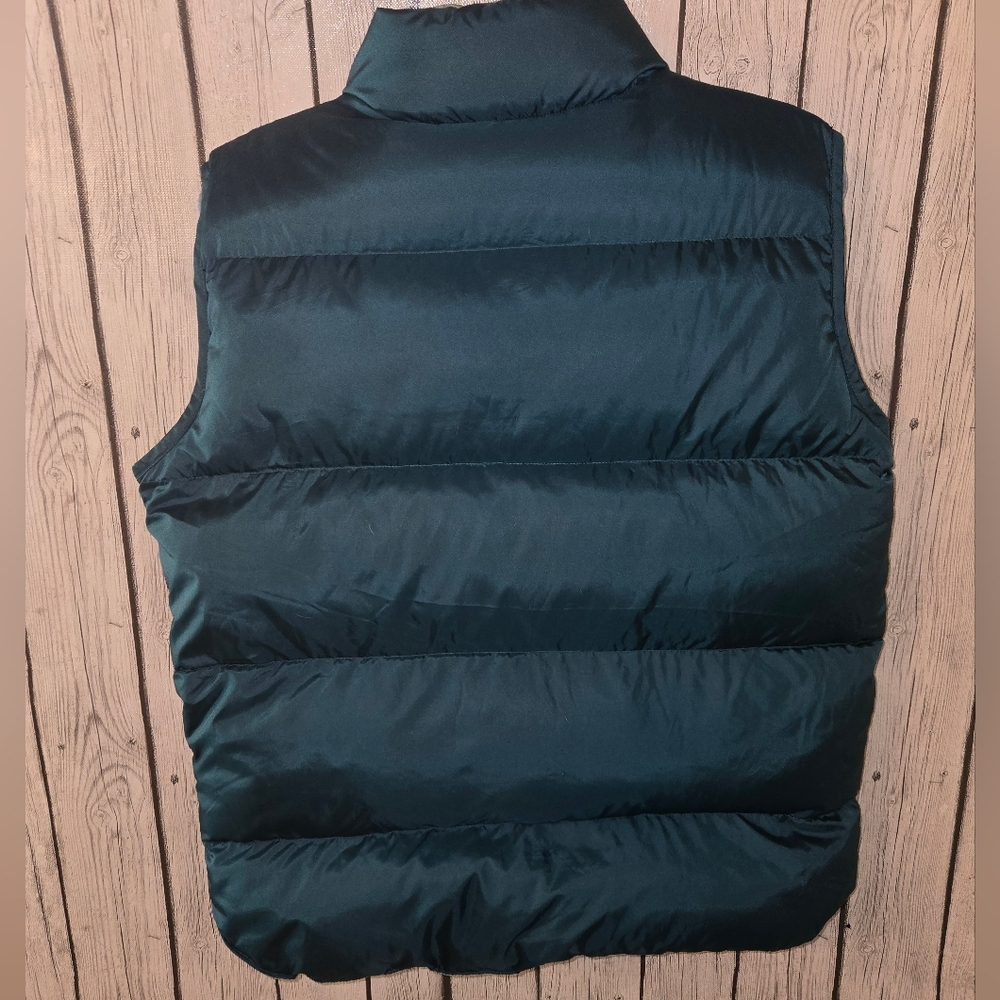 L.L. Bean Women’s Medium Reversible Goose Down Puffer Vest Teal Green - Picture 2 of 9